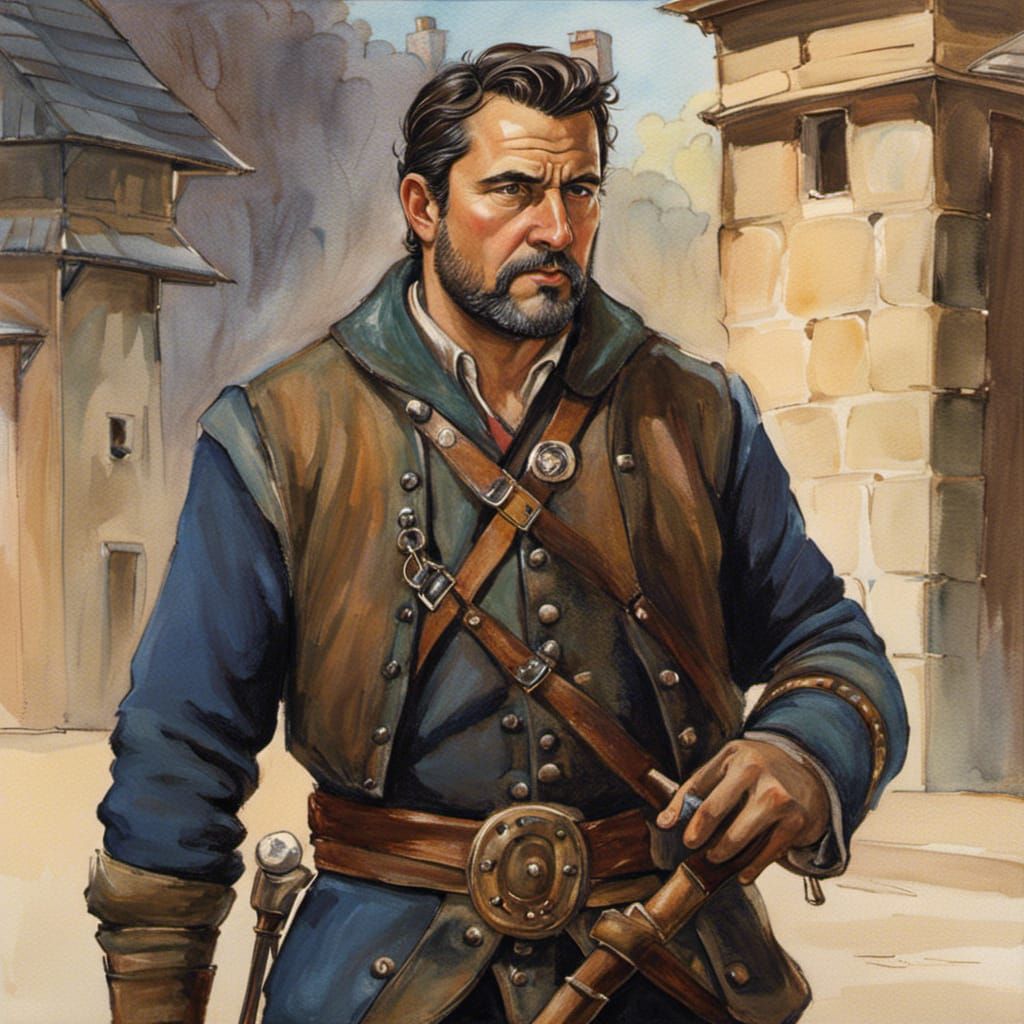 Fantasy Sheriff in Watercolor Painting by Ghibli