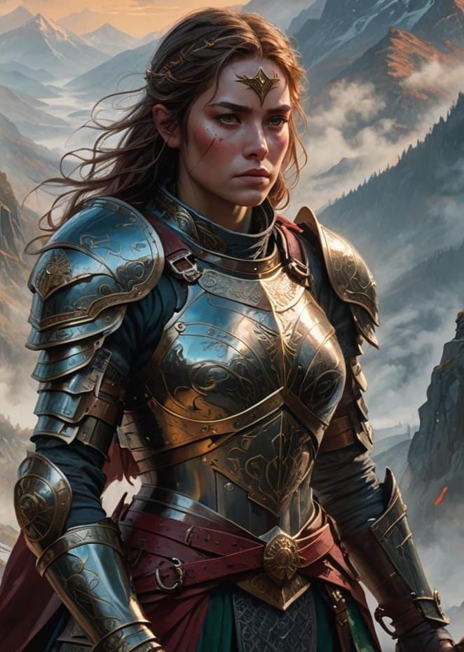 Epic Fantasy Warrior in Majestic Armor