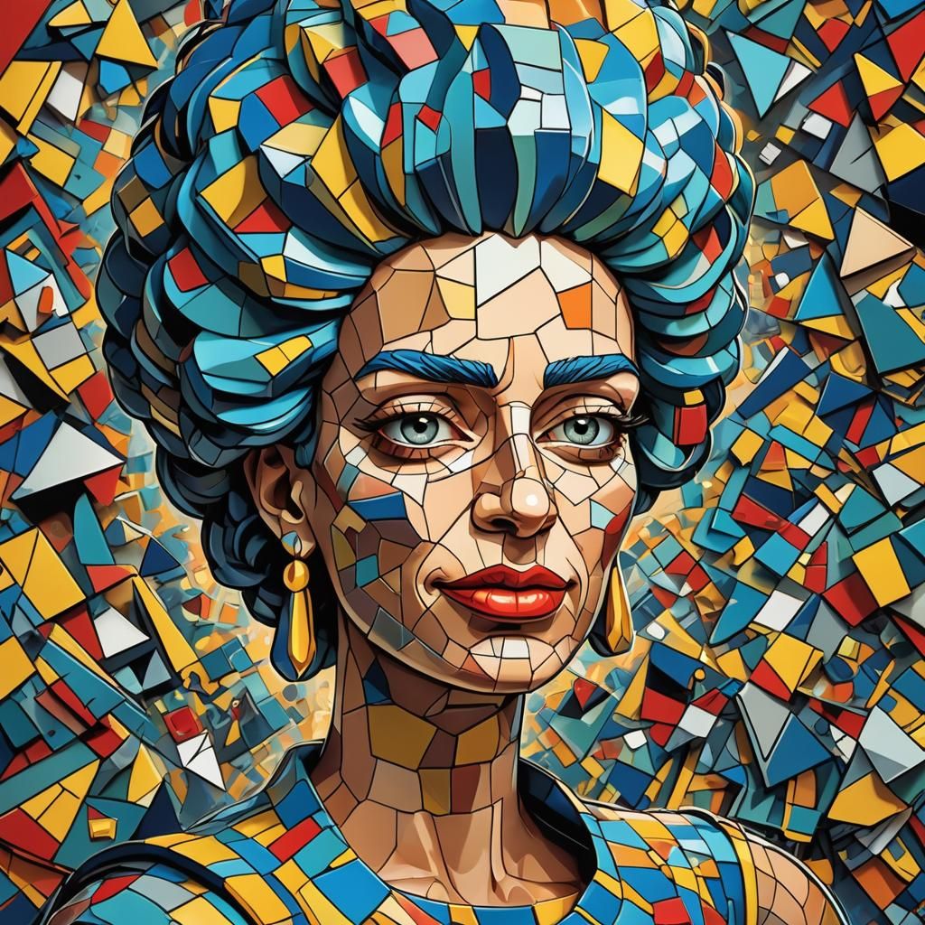 Marge Simpson in Cubist Art Deco Style