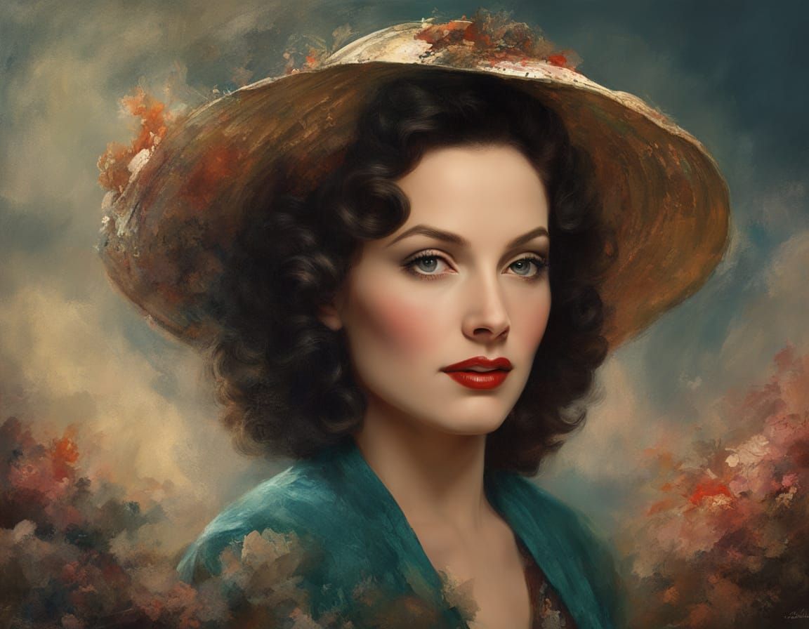 Maureen O'Sullivan Portrait in Dreamy Impasto Style