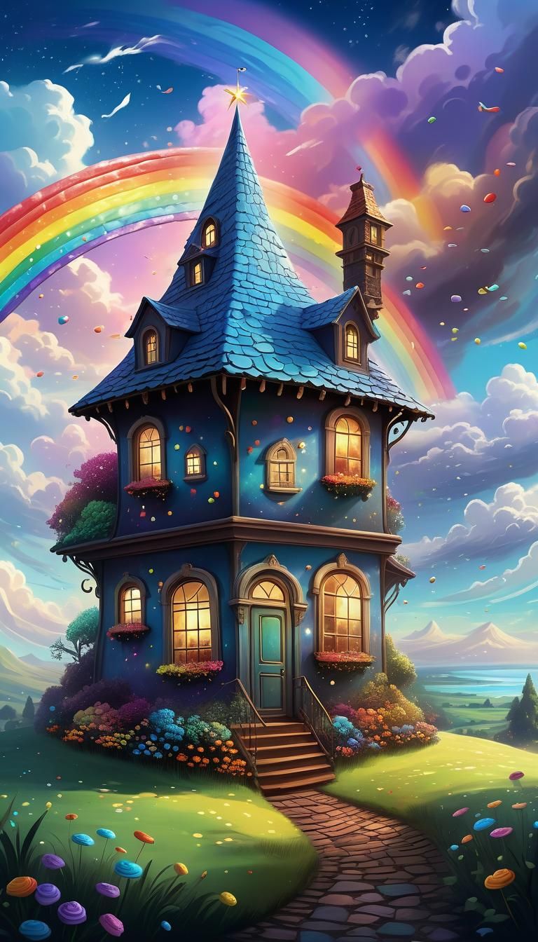 Surreal Fantasy Realm with Melted Chocolate Cakes and Marzip...