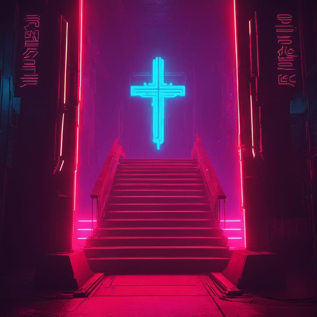 Cyberpunk Church Entrance to the Underworld