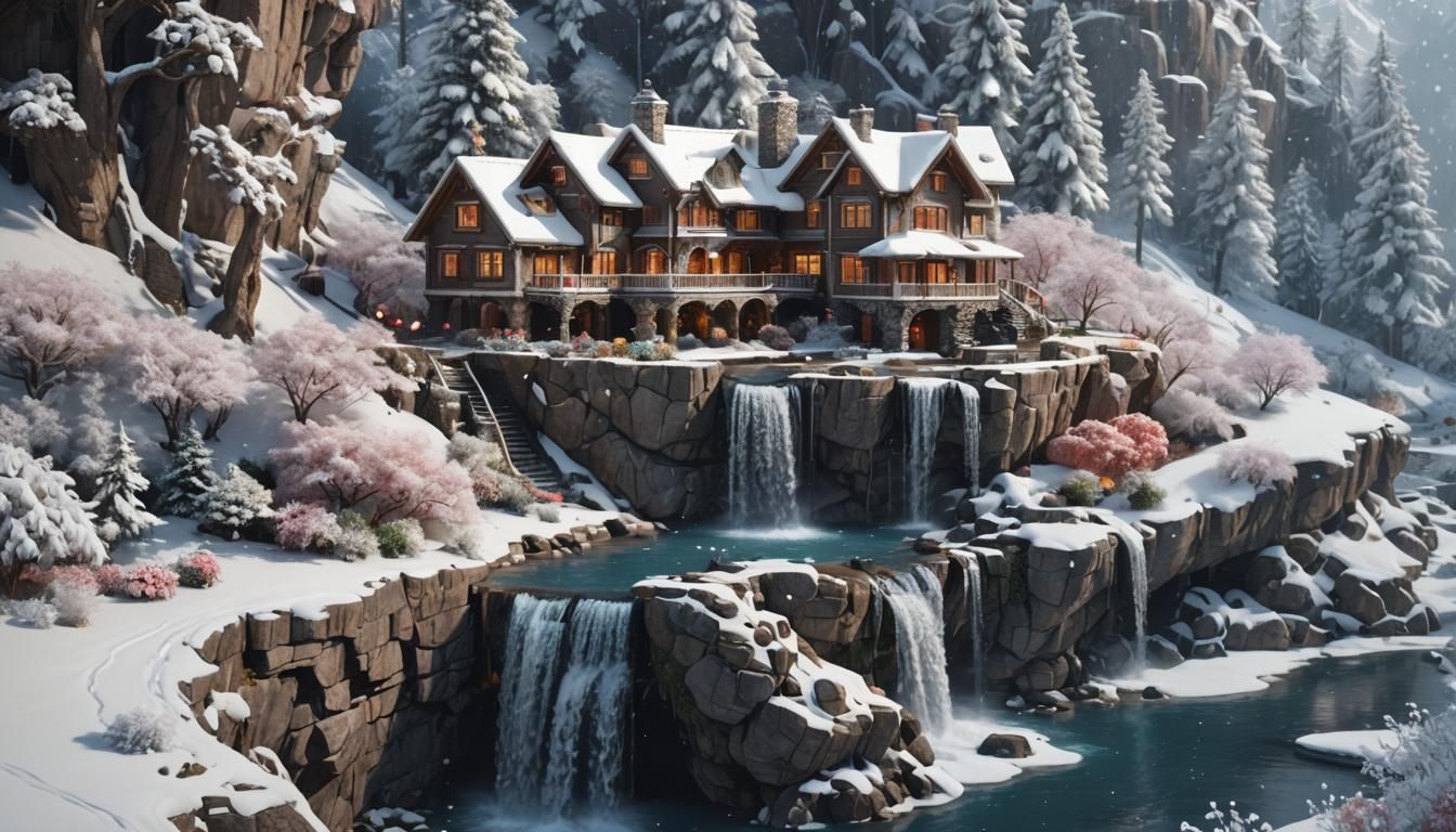 Breathtaking Cliffside House in Winter Wonderland