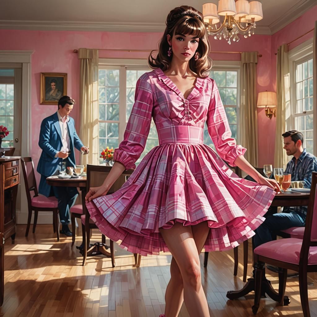 Youthful Elegance in Playful Pink Plaid