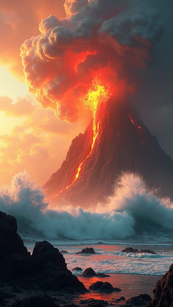 Fantastical Volcanic Apocalypse in 8K Matte Painting