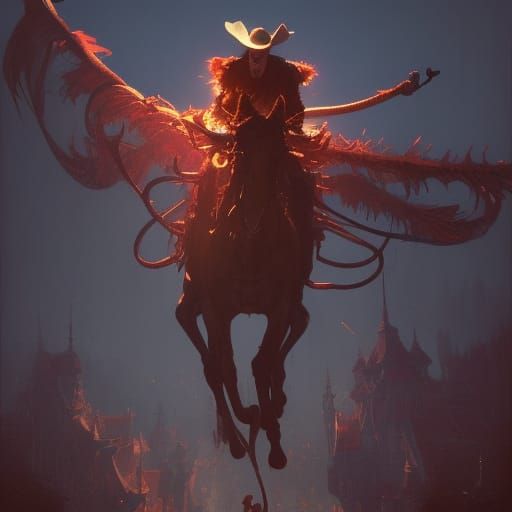 Cyberpunk Demon Rodeo Showstopper in Deep, Rich Colors