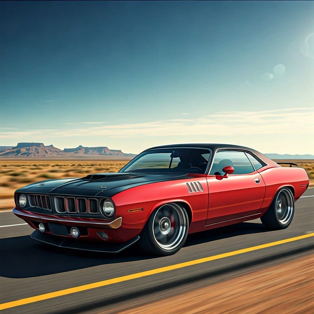 Highly Detailed Comic Style Plymouth Hemi Cuda in Modern Des...