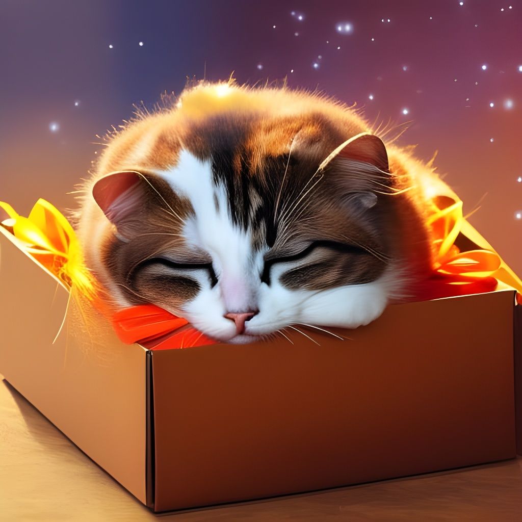 Cozy Feline Slumber in Warm Impasto Colors