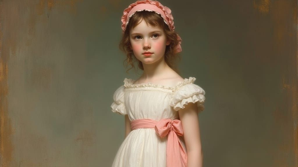 Girl in Pink Sash: A Romantic Portrait