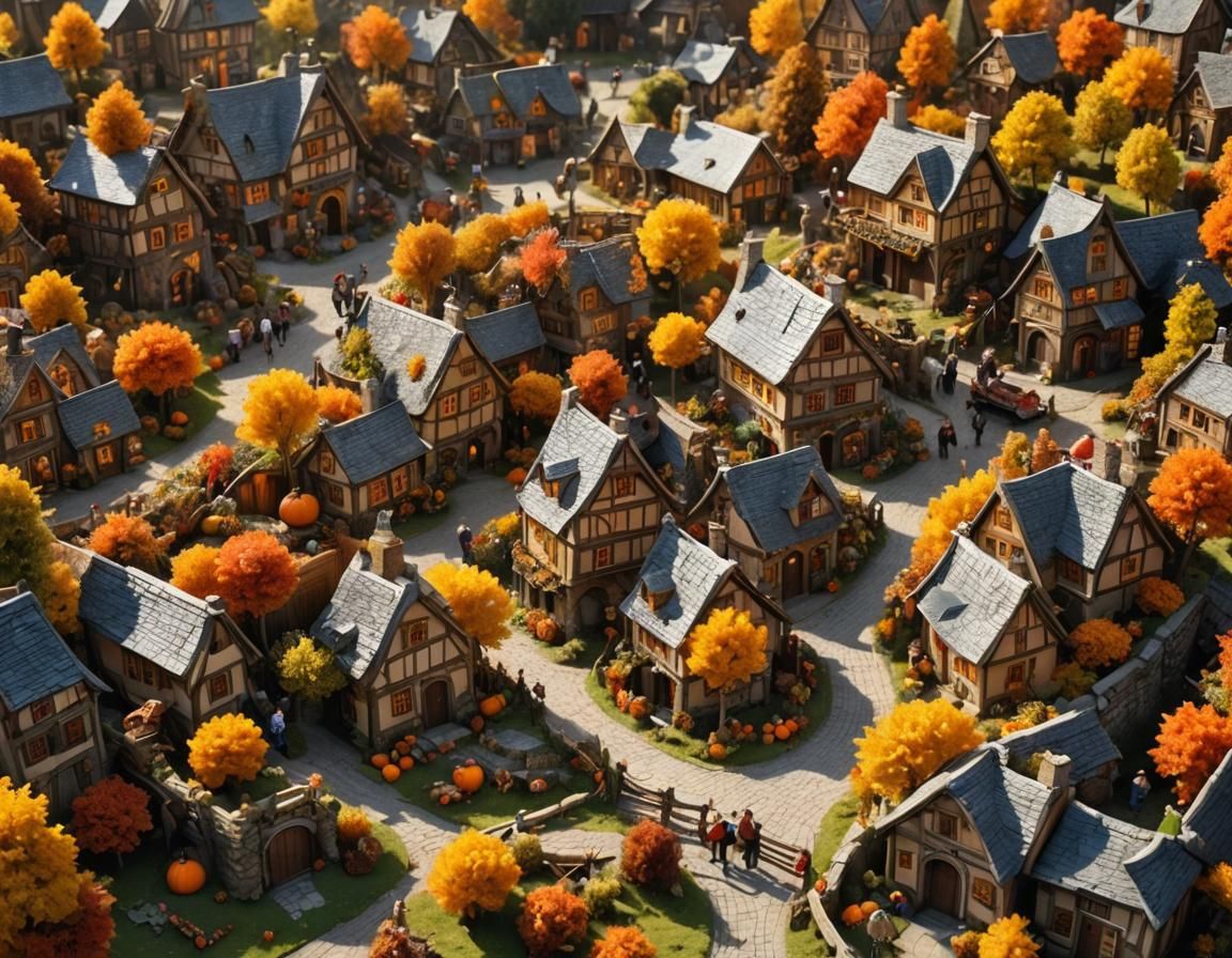 Rustic Fantasy Village in Autumn
