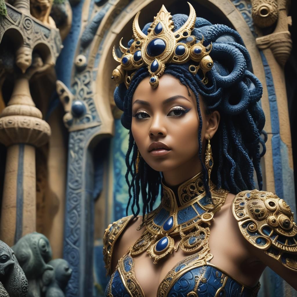 Surreal Goddess in Gaudi-Inspired Temple