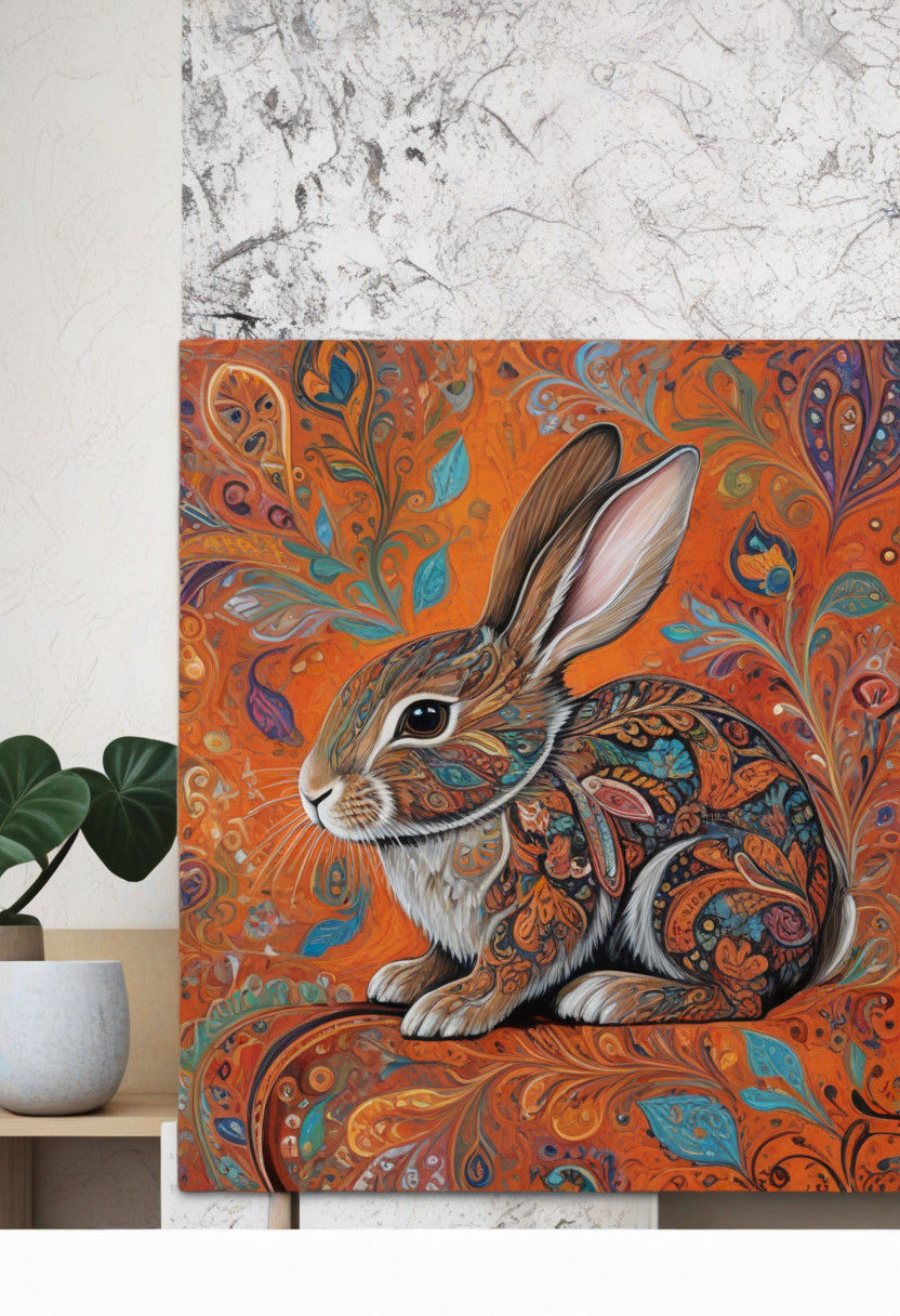 Majestic Paisley Rabbit in Forest Glory