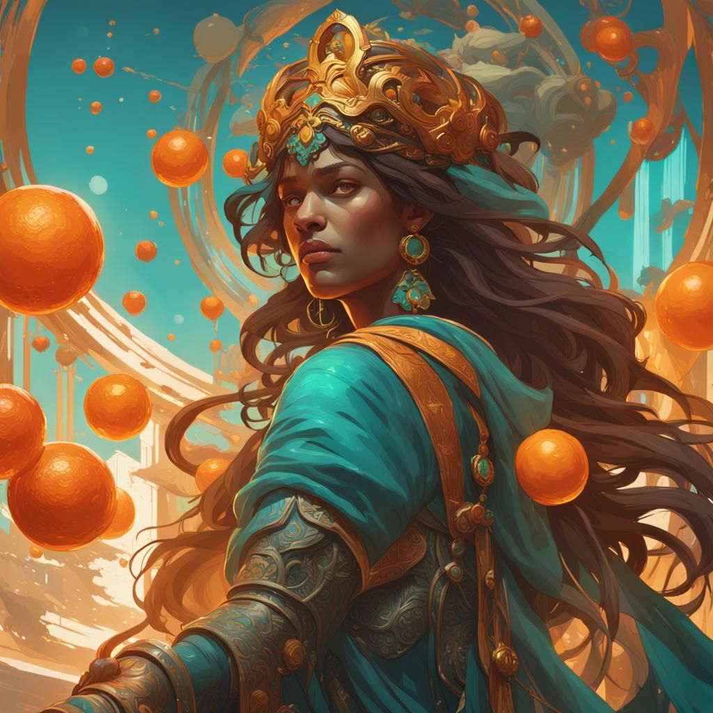 Surreal Celestial Goddess in Vibrant Triadic Colors