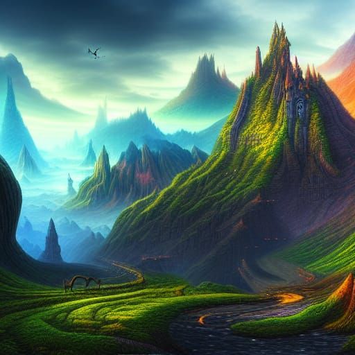 Surreal Fantasy Realm Unfolds into Infinity