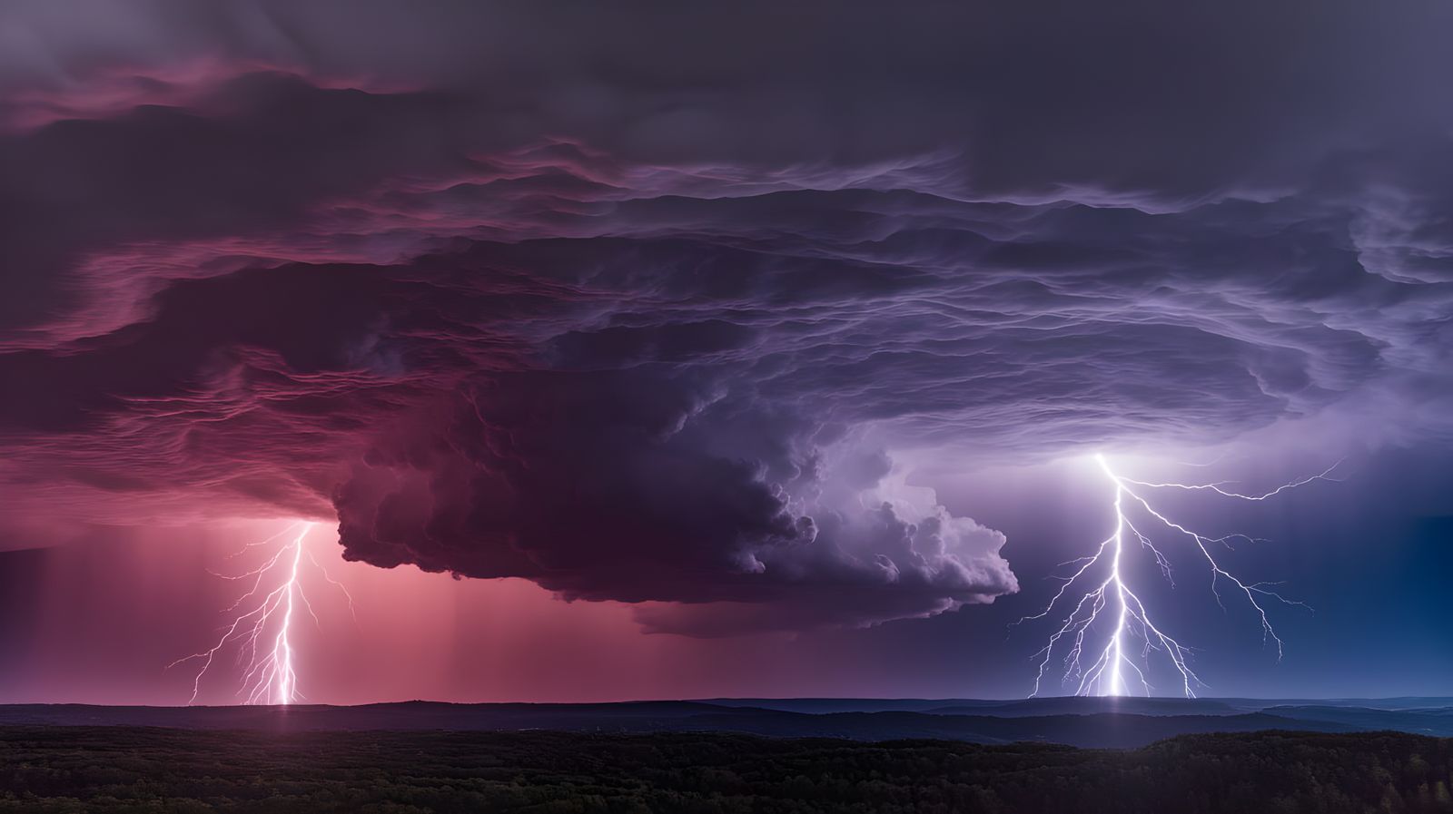 Supercluster Storm Cloud Formation with Ominous Lightning