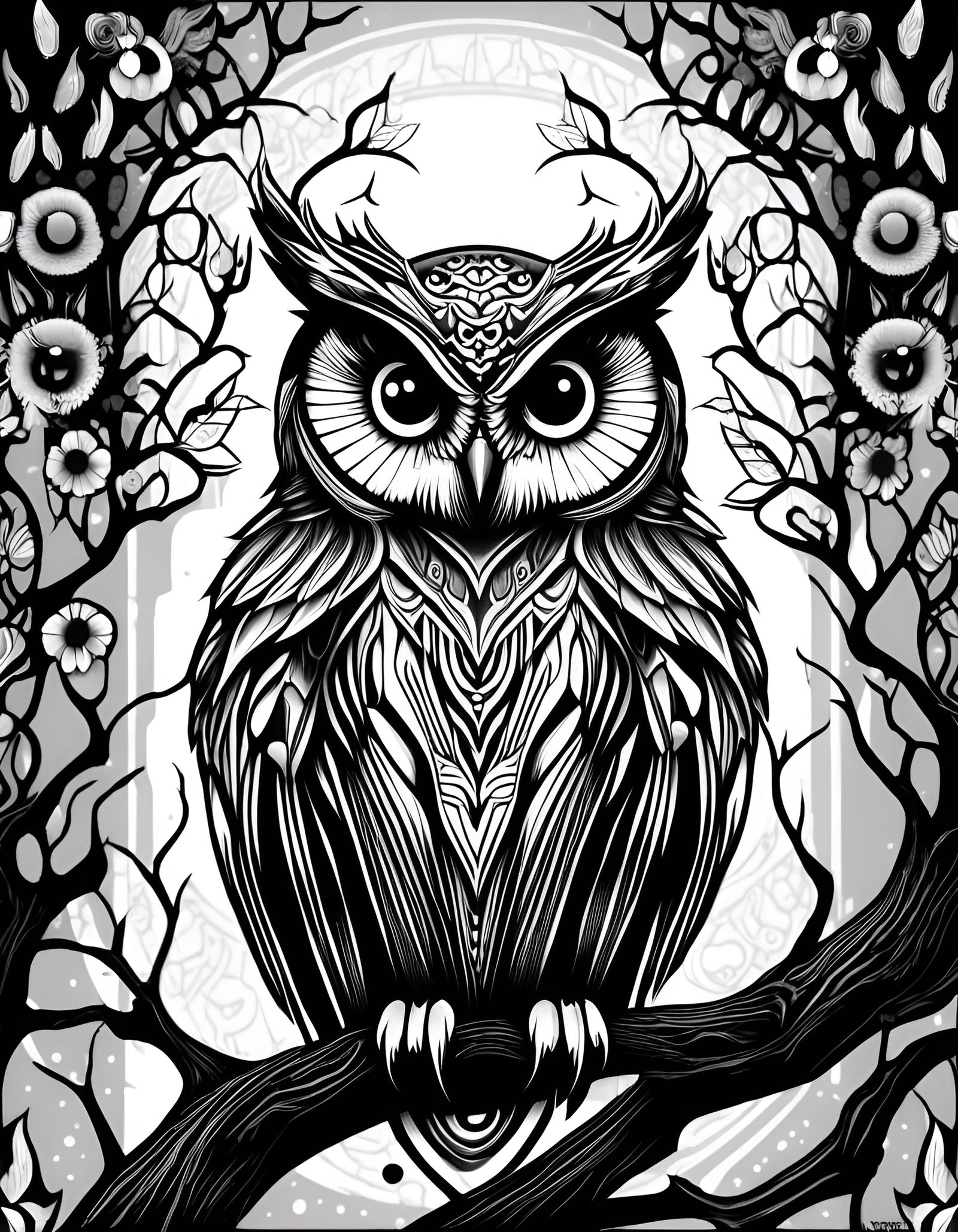 Whimsical Kawaii Owl in Celestial Settings