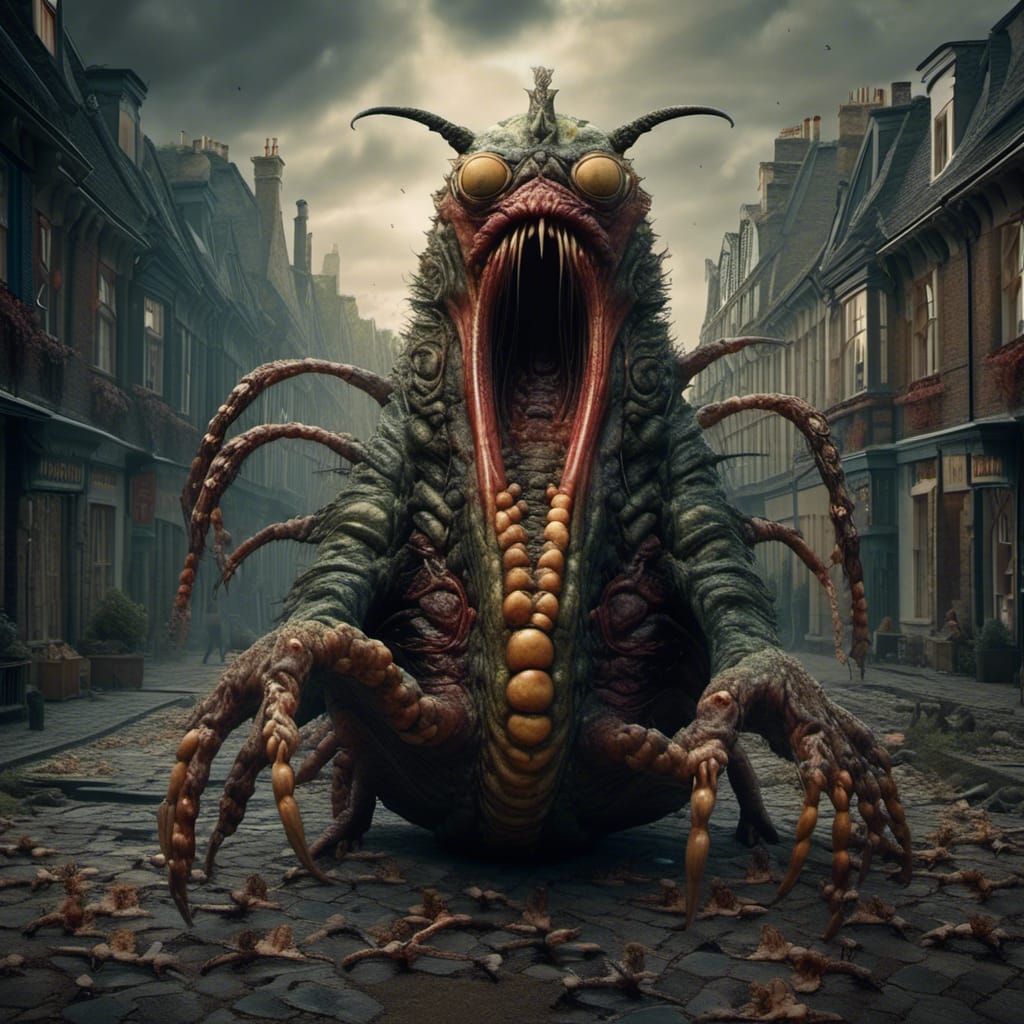 Monstrous Slug Creature Unleashed in Vivid 8k Horror Scene