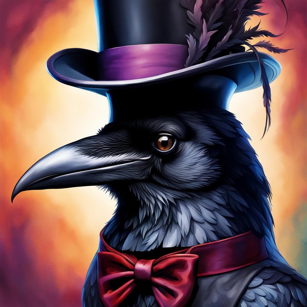 Raven in Aristocratic Attire, Hyperrealistic Masterpiece