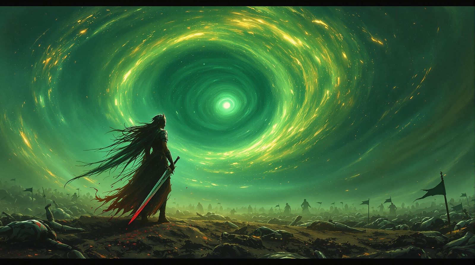 Valkyrie's Desolate Vigil in Dark Fantasy Style