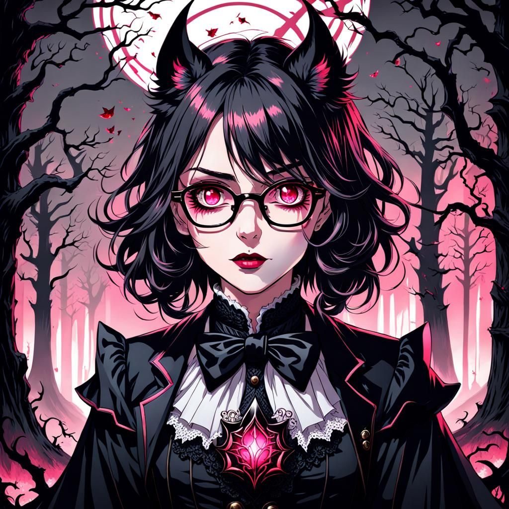 Mysterious Vampire Girl in Gothic Victorian Setting