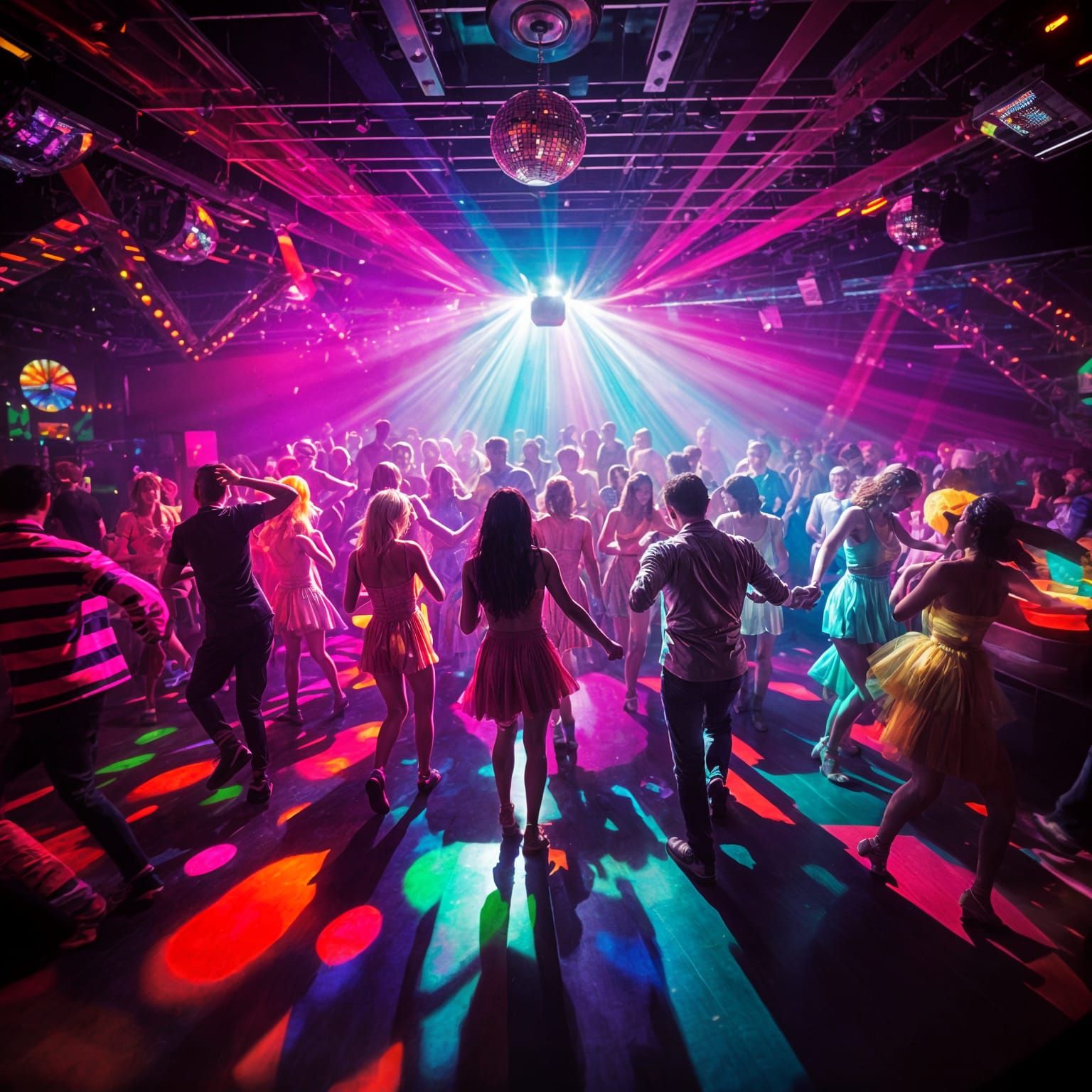 Vibrant Disco Dance Floor Scene