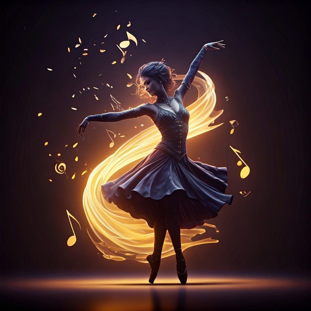 Ethereal Jazz Dancer in a Swirling Realm of Glass