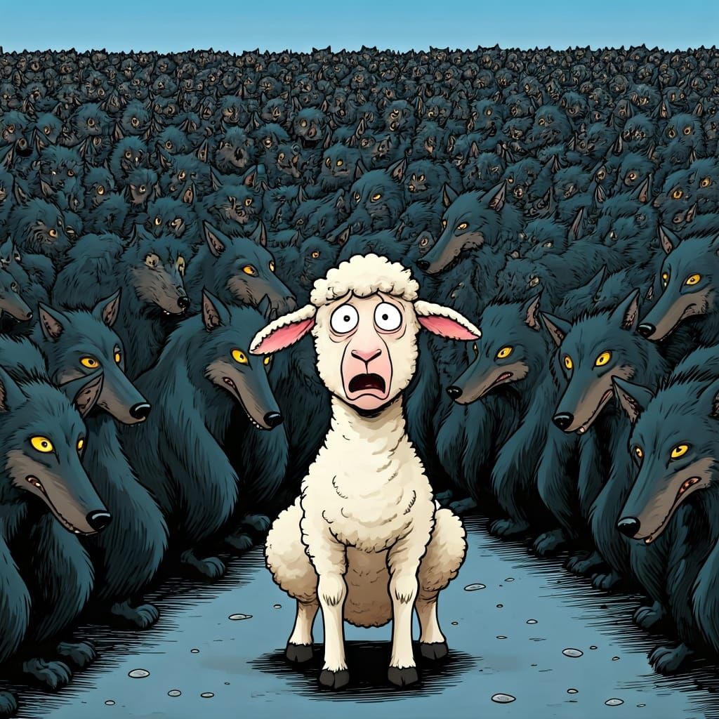 Comically Nervous Lamb in Disguised Wolves Comic