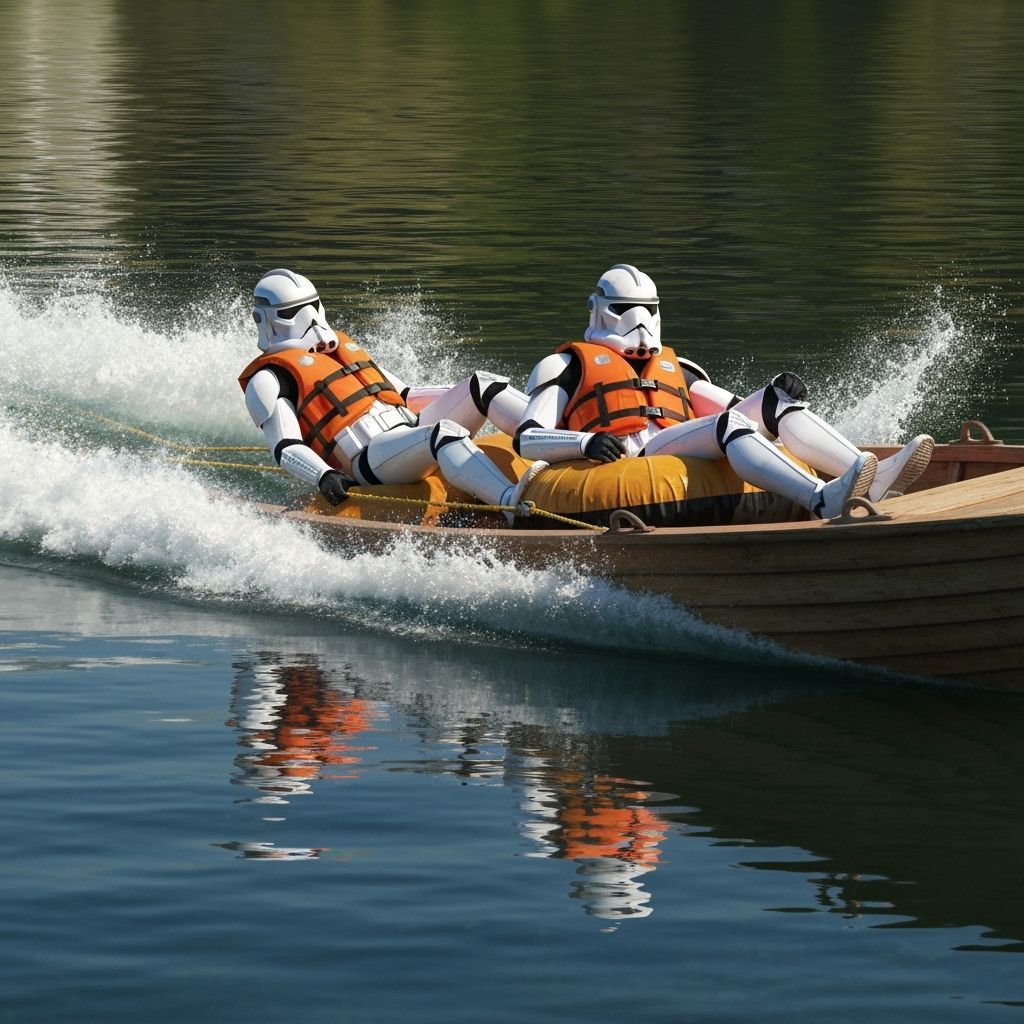 Clone Troopers Tubing on Lake in Digital Painting Style