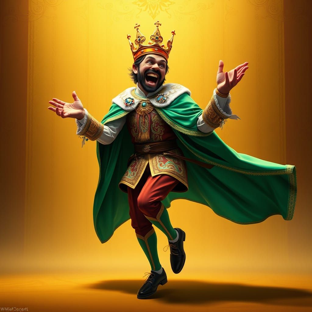 King in Regal Delight with Emerald Cloak