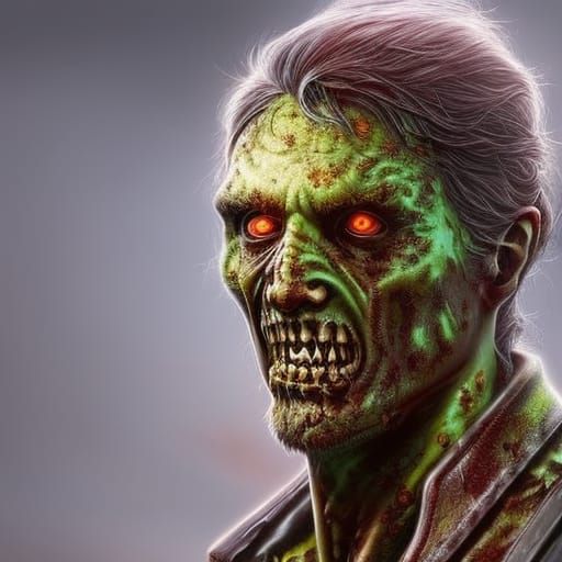 Hyperrealistic Zombie Portrait in a Desolate Apocalypse