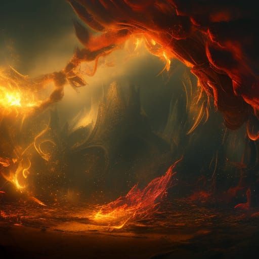Fiery Inferno in Vibrant Realism