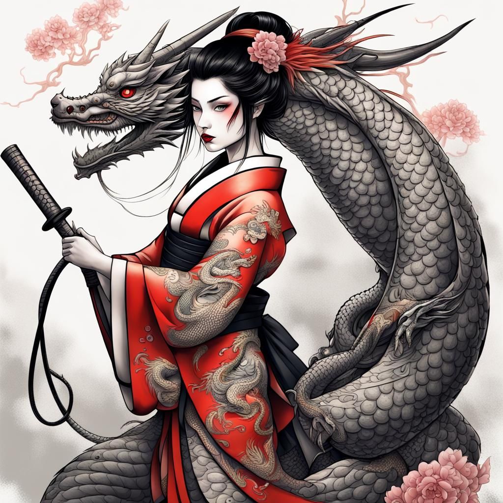 Mysterious Geisha Warrior Reveals Dragon Companion