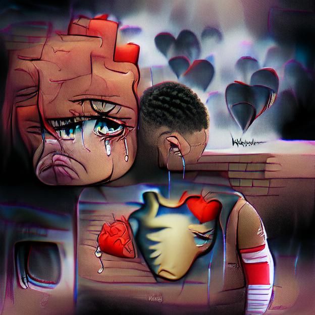 A Melancholic Scene Depicting the Pain of Heartbreak in a Wa...