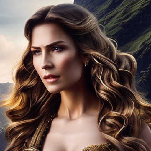 Ethereal Female Viking Warrior in Dark Fantasy