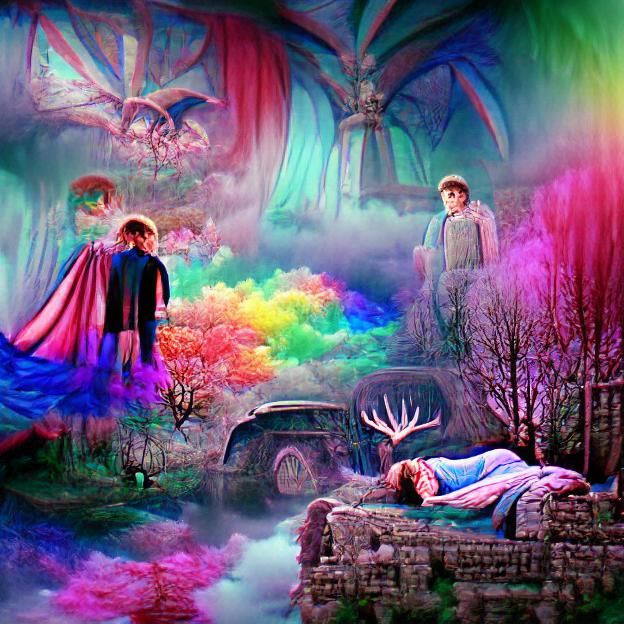 Mythic Cyberpunk Dreamscape in Vibrant Hues