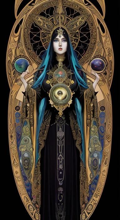 Gothic Cosmic Starfield in Dark, Art Nouveau Style