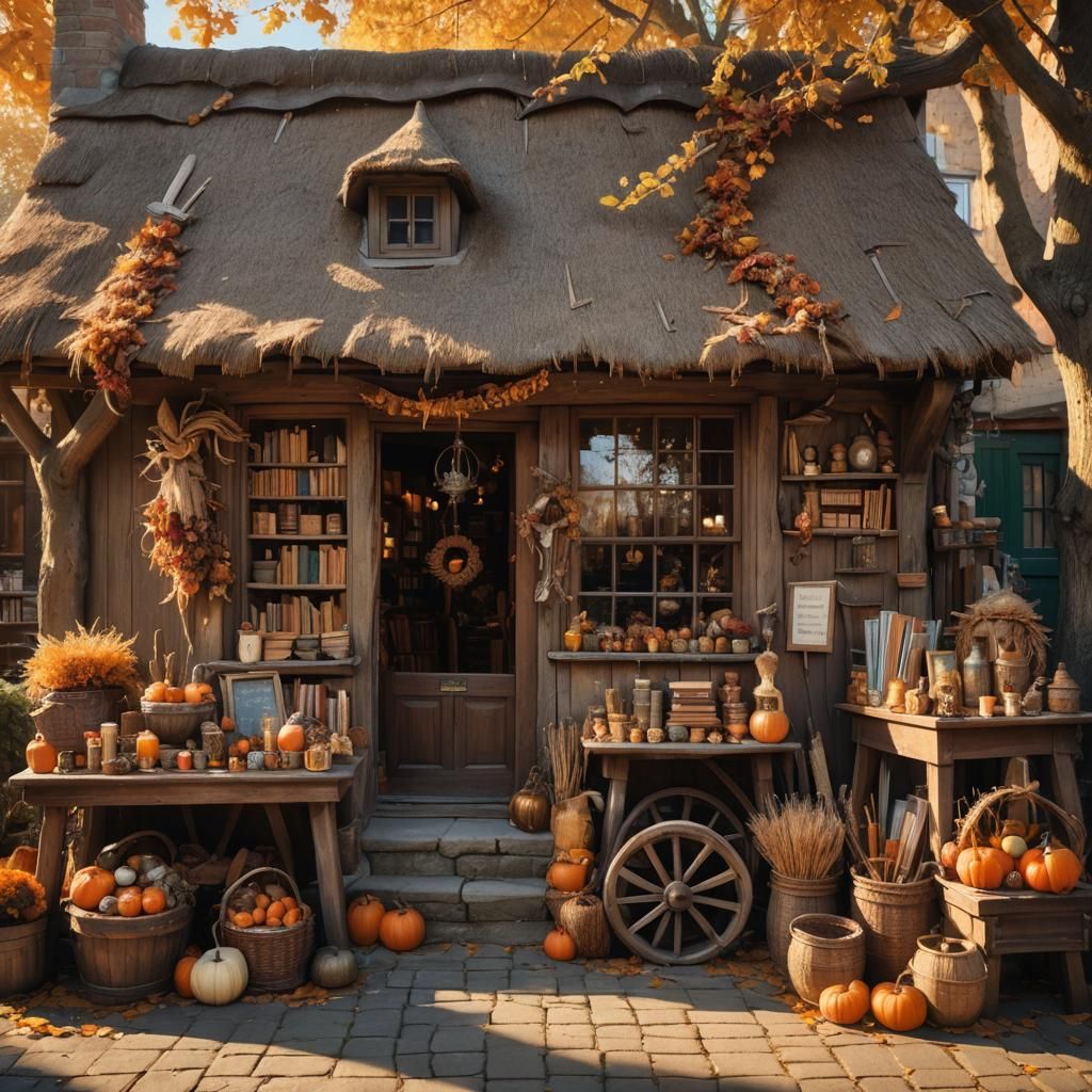 Witch's Shop in Warm Autumn Light
