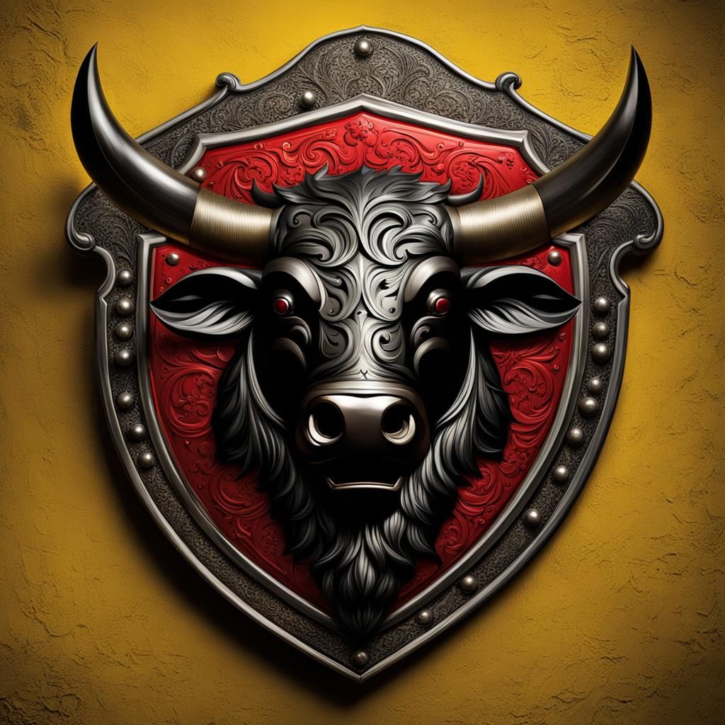 Medieval heraldic Bull shield