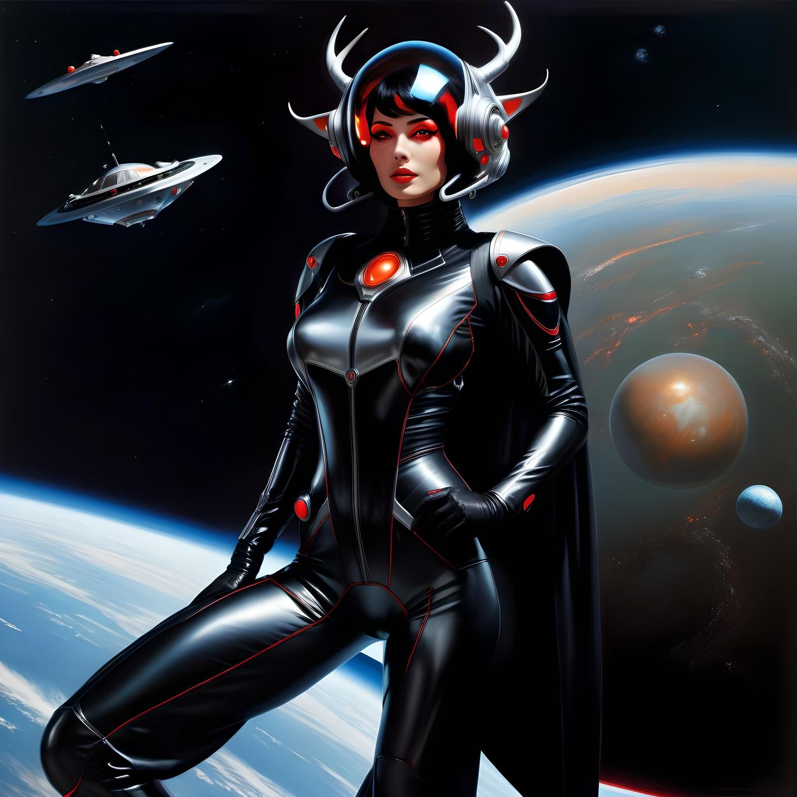 Ethereal Huntress in Chiaroscuro Space