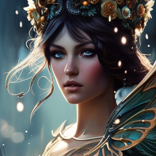 Detailed Fairy Portrait in Fantasy Landscape