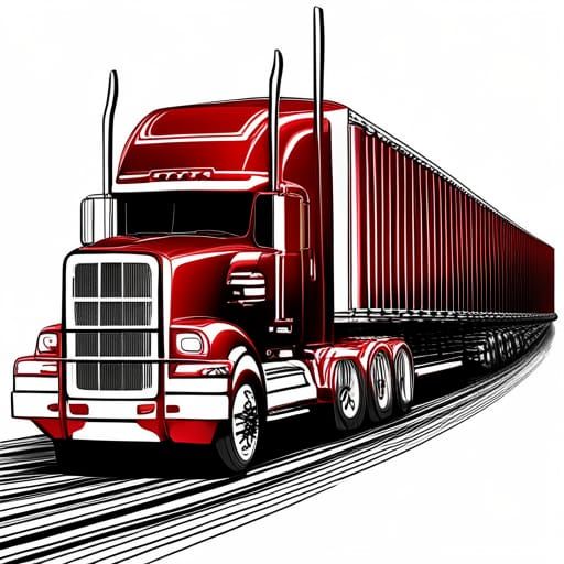 Vibrant Red Chrome Truck Line in 3D Fractal Wave Pattern