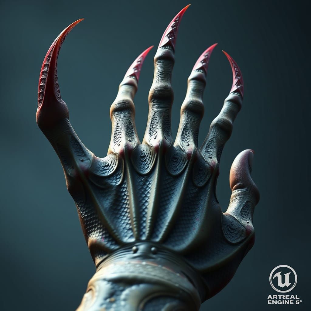 Fantastical Webbed Hand in Deep, Detailed Matte Painting