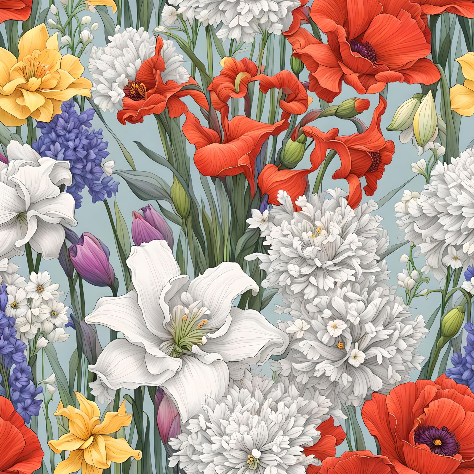 Vibrant Floral Bouquet in Whimsical Artistic Style