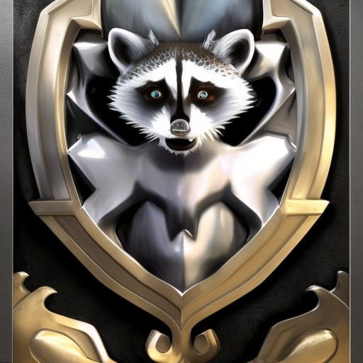 Surreal Coat of Arms with Majestic Raccoon