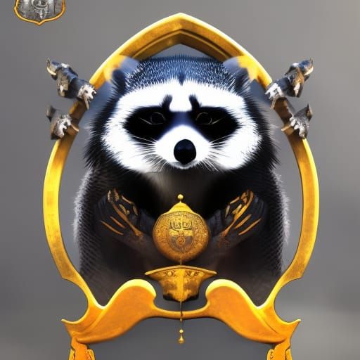Silver Raccoon Coat of Arms: Detailed Matte Painting