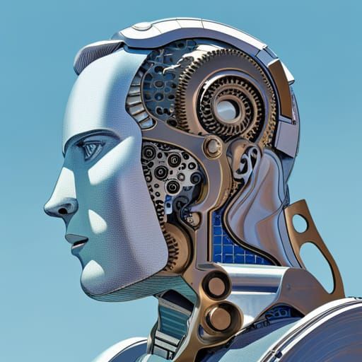 Cyborg Robot in Vintage Industrial Style