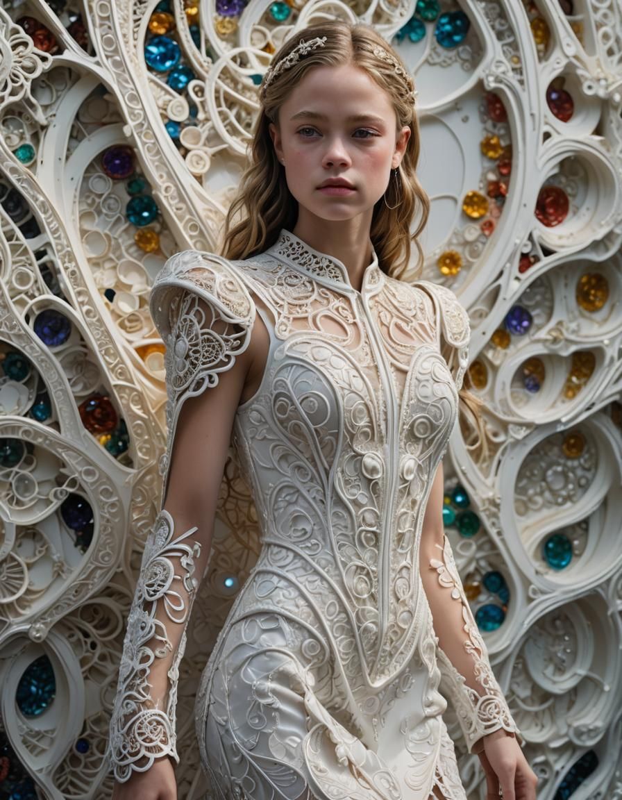 futuristic dress made of Irish lace 8
