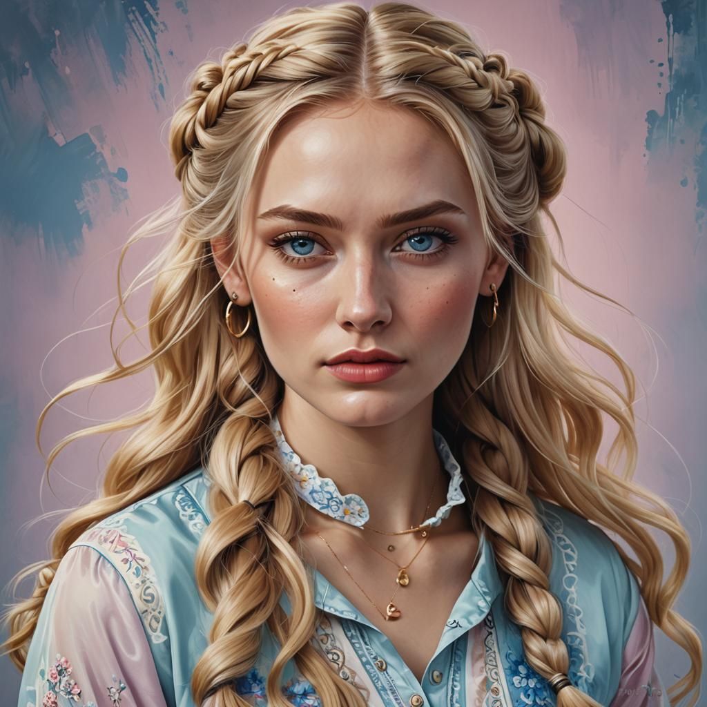 Hyperrealistic Portrait of a Russian Socialite in Pastel Dre...