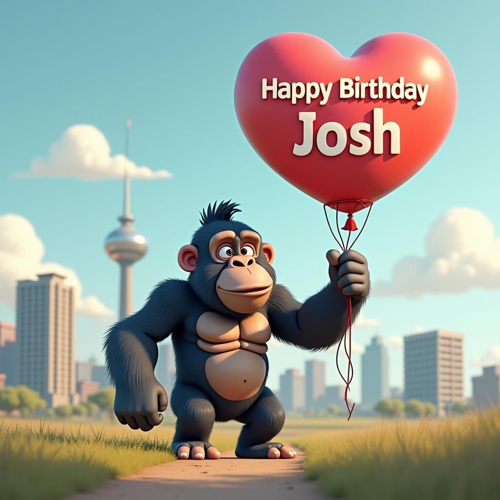 Gorilla Celebrates Birthday in Austin Cityscape