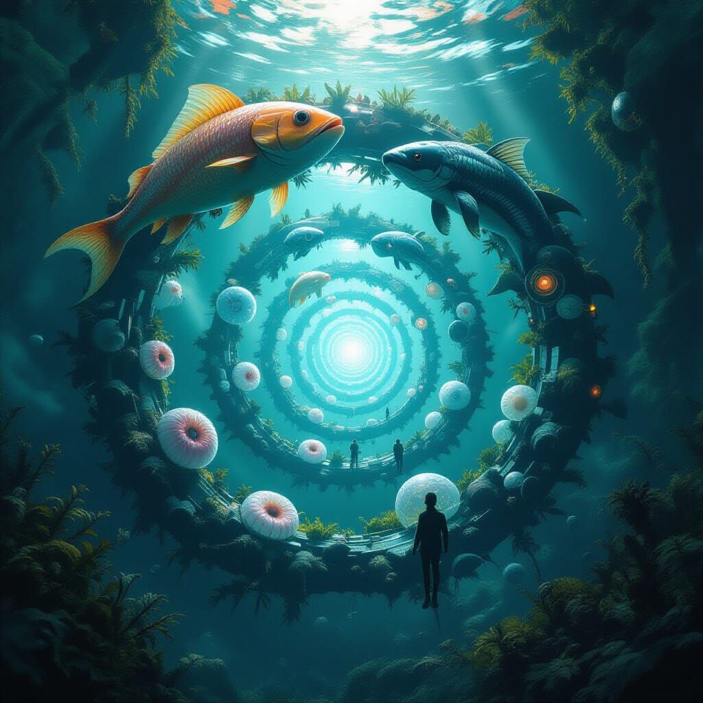 Surreal Evolution Spiral: A Digital Matte Painting